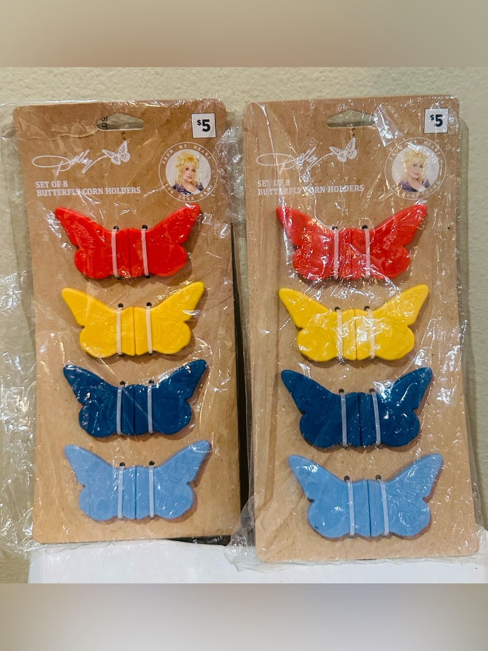 Colorful Butterfly Napkin Rings Set - Red, Yellow, Dark Blue, Light Blue